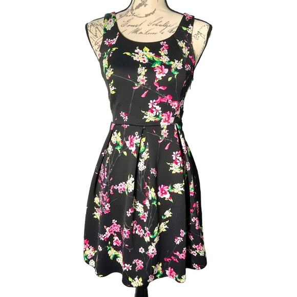 Express Dresses & Skirts - Express Black Floral Fit & Flare Dress - Elegant & Fun, Size S